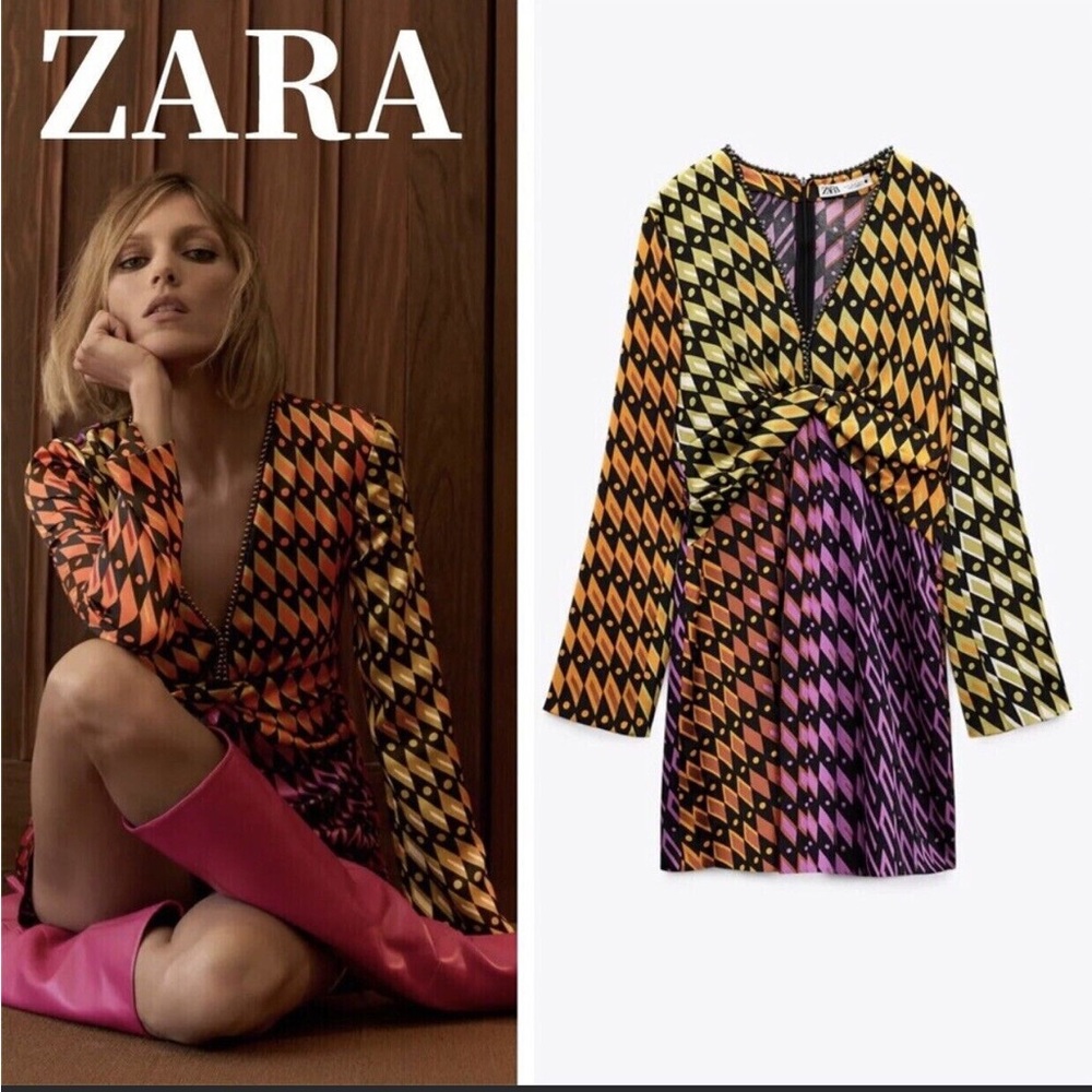 Zara printed short dress multicolor. Size medium New with tags!